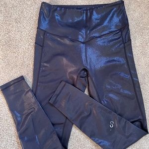 Curves N Combatboots V4 Black Shimmer Leggings with Pockets